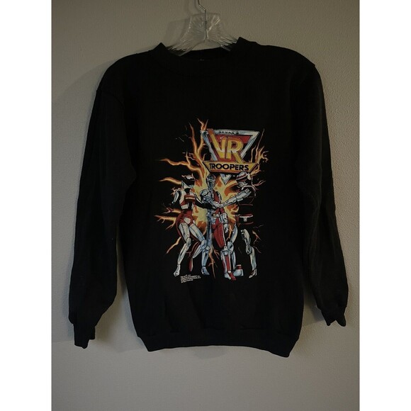 Rare Vintage VR Troopers 1994 SweatShirt Long Sleeve Black Kids Size Large 14-16